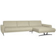 ECKSOFA in Echtleder Ecru  - Ecru/Anthrazit, KONVENTIONELL, Leder/Metall (324/182cm) - Ambiente