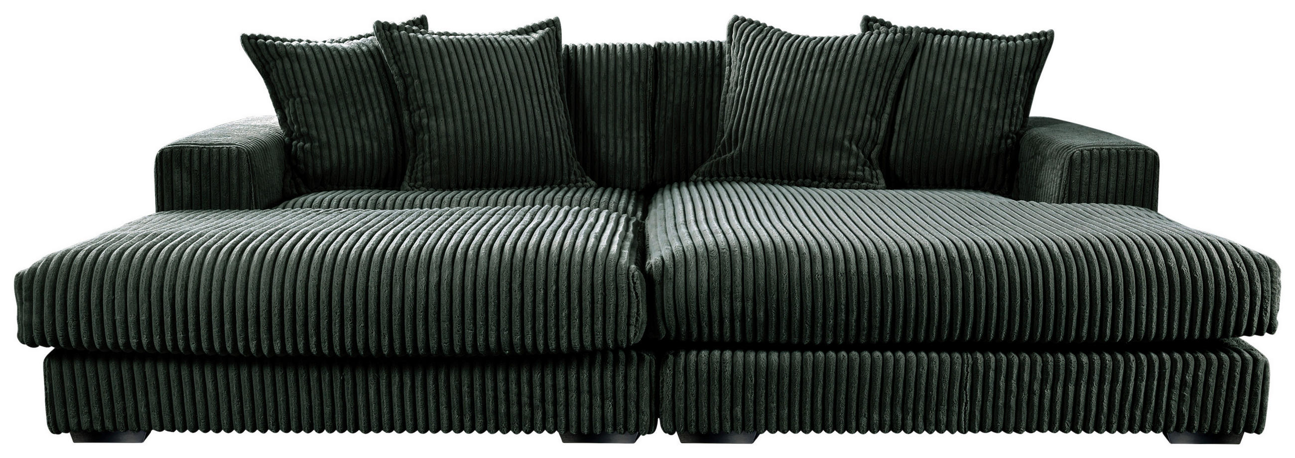 ECKSOFA FUNNY Dunkelgrün Cord Zierkissen, Rückenkissen, Hocker  - Dunkelgrün/Schwarz, Basics, Kunststoff/Textil (285/195cm) - Livetastic