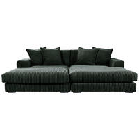 ECKSOFA  Cord Dunkelgrün  - Dunkelgrün/Schwarz, Basics, Kunststoff/Textil (285/195cm) - Livetastic