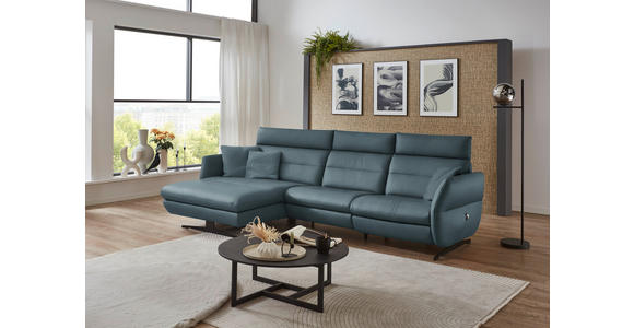 ECKSOFA in Echtleder Blaugrau 169/298 cm - Blaugrau/Schwarz, Design, Leder/Metall (169/298cm) - Dieter Knoll