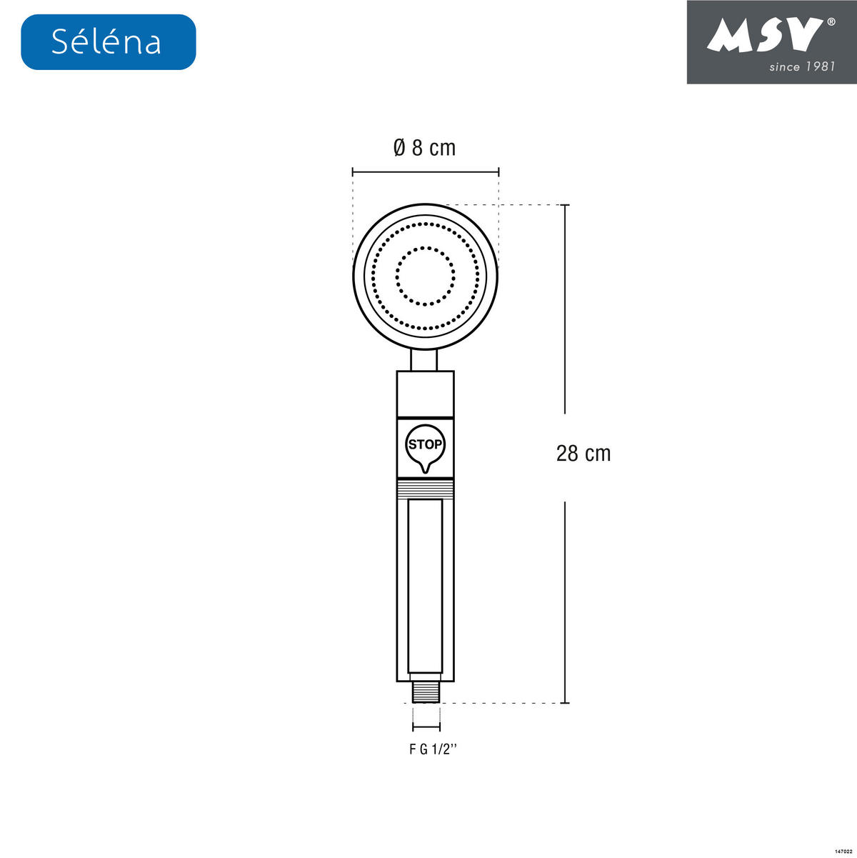 DUSCHKOPF   - Chromfarben, Basics, Kunststoff (8/28/5cm) - MSV
