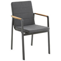 STAPELSESSEL Teakholz Aluminium Anthrazit, Dunkelgrau  - Dunkelgrau/Anthrazit, MODERN, Holz/Textil (63/86,5/59cm) - Amatio