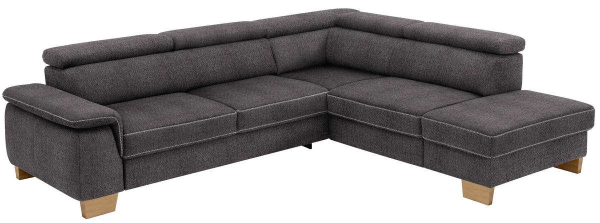 ECKSOFA in Mikrofaser Anthrazit  - Eichefarben/Anthrazit, Natur, Holz/Textil (273/226cm) - Beldomo System