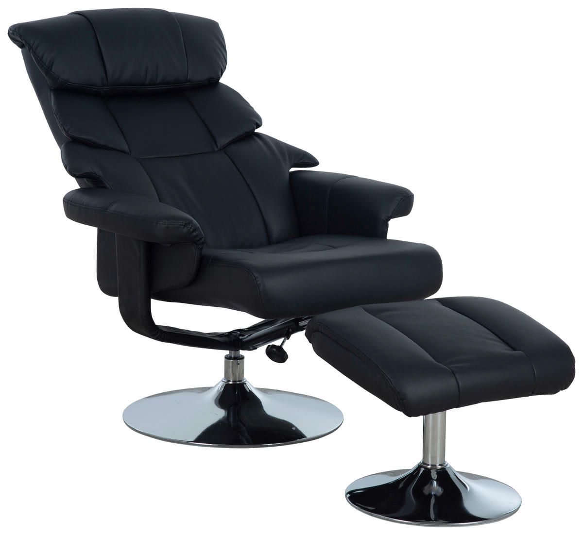 RELAXSESSELSET Lederlook Hocker    - Chromfarben/Schwarz, MODERN, Textil/Metall (80/108/86cm) - P & B