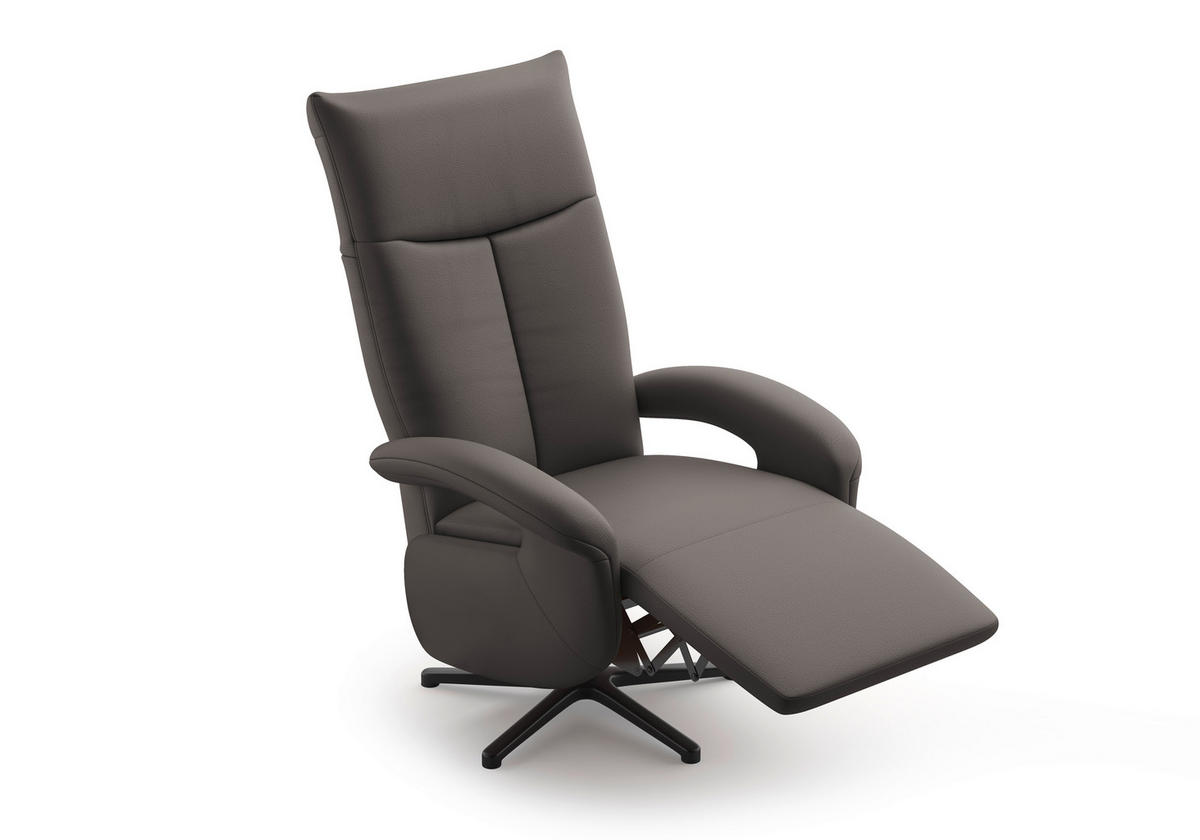 SESSEL in Echtleder Mokka  - Schwarz/Mokka, Konventionell, Leder/Metall (74/112/82cm) - Sit & More