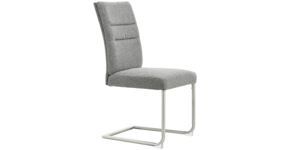 SCHWINGSTUHL in Edelstahl Webstoff - Edelstahlfarben/Hellgrau, Design, Textil/Metall (48/98/63cm) - Novel