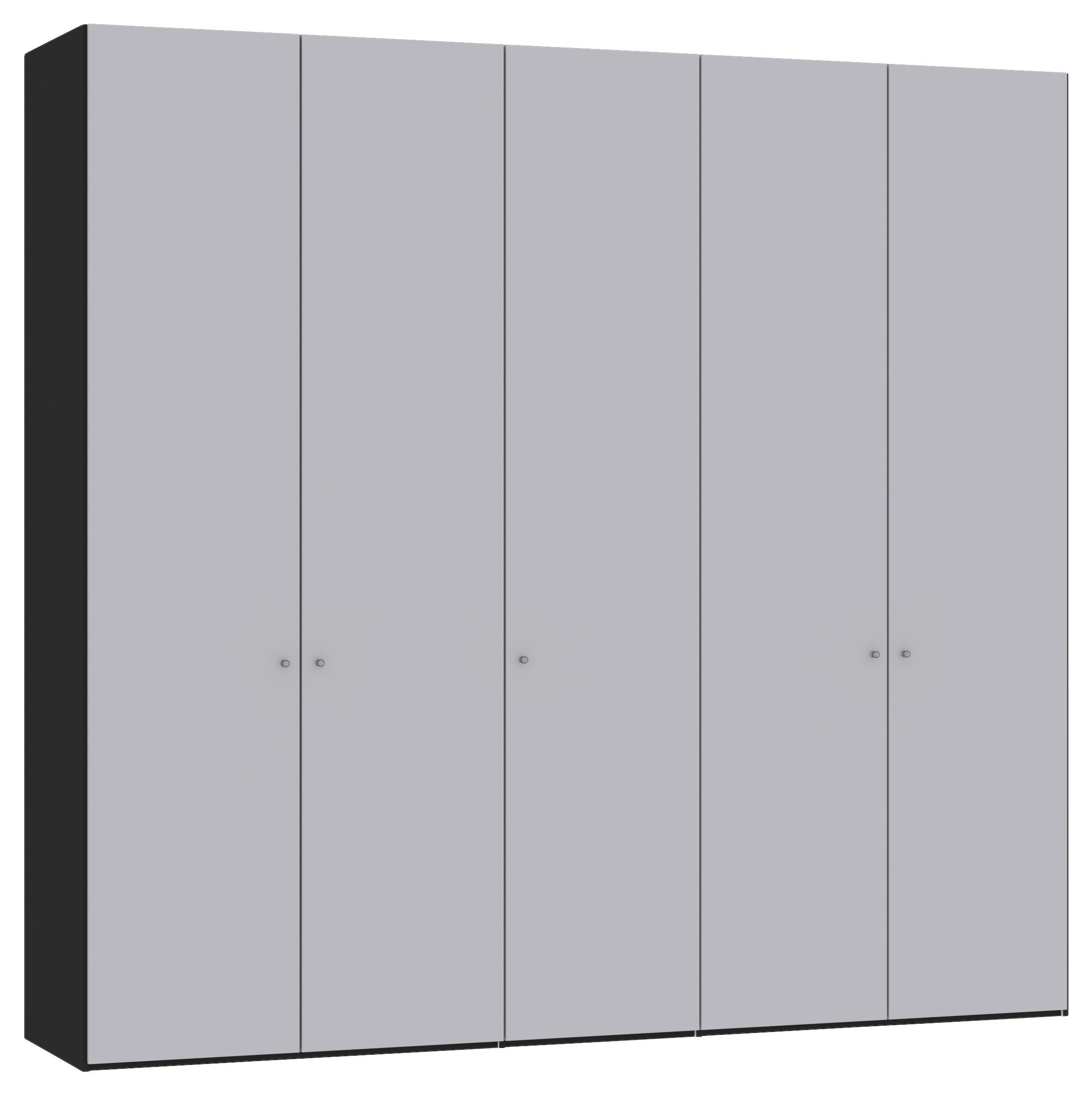 DREHTÜRENSCHRANK 253/236/59 cm,  in Schwarz, Hellgrau, 5-türig  - Silberfarben/Hellgrau, Design, Glas/Holzwerkstoff (253/236/59cm) - Jutzler