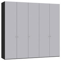 DREHTÜRENSCHRANK 253/236/59 cm,  in Schwarz, Hellgrau, 5-türig  - Silberfarben/Hellgrau, Design, Glas/Holzwerkstoff (253/236/59cm) - Jutzler