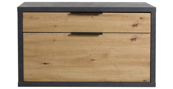 GARDEROBENBANK Schieferfarben, Eiche Artisan - Schieferfarben/Schwarz, Design, Kunststoff/Metall (85,1/52,3/35,3cm) - Carryhome