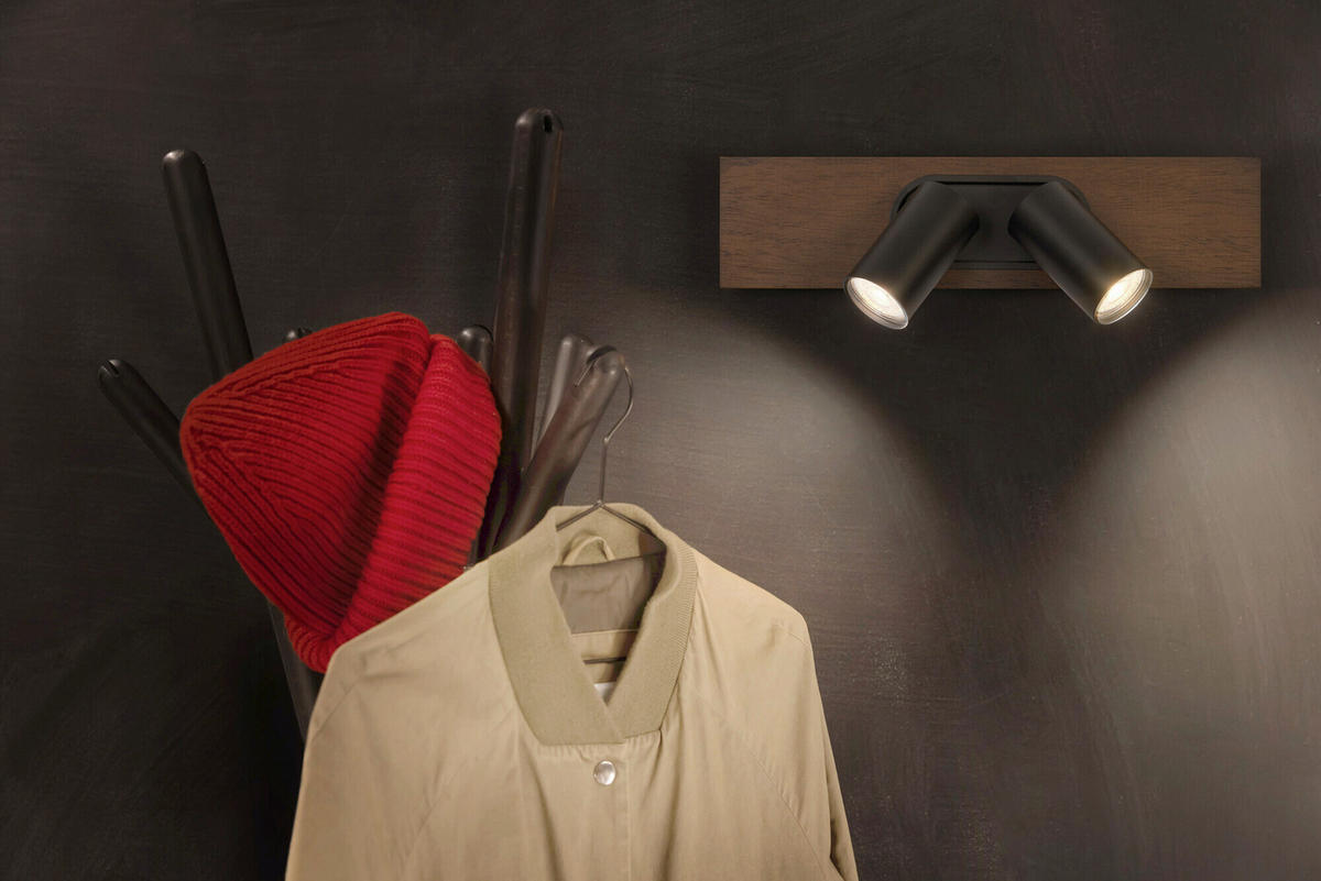 LED-STRAHLER 40/10/14,2 cm   - Schwarz/Naturfarben, Basics, Holz/Metall (40/10/14,2cm) - Osram