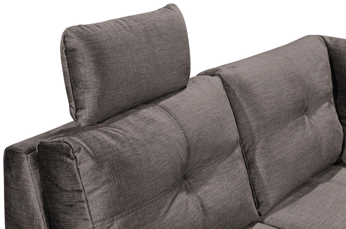 WOHNLANDSCHAFT in Mikrovelours Graubraun  - Graubraun/Schwarz, KONVENTIONELL, Kunststoff/Textil (217/334/127cm) - Carryhome