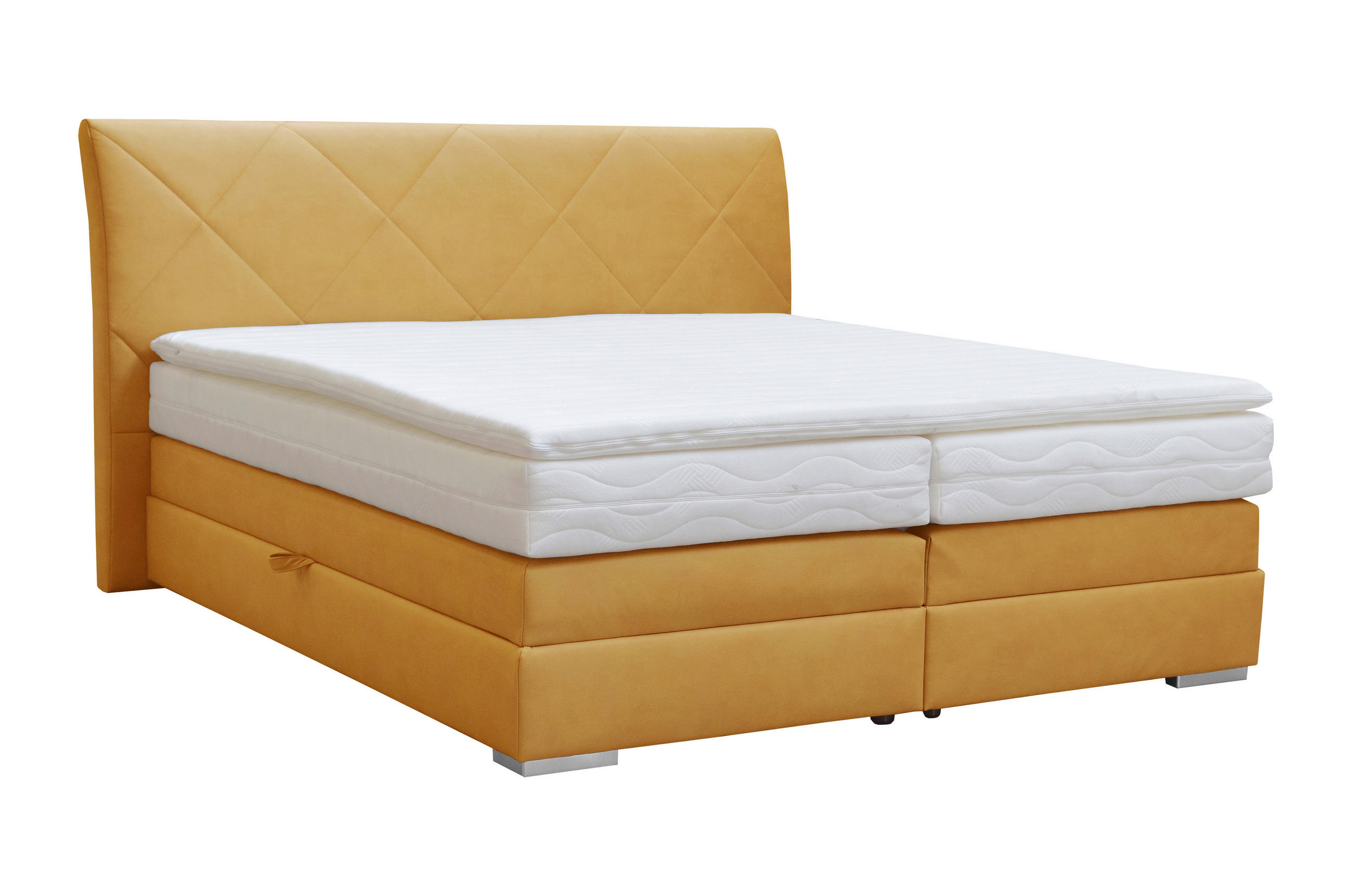 BOXSPRING-ÁGY 180/200 cm  sárga  - sárga/króm, Basics, textil (180/200cm) - Esposa