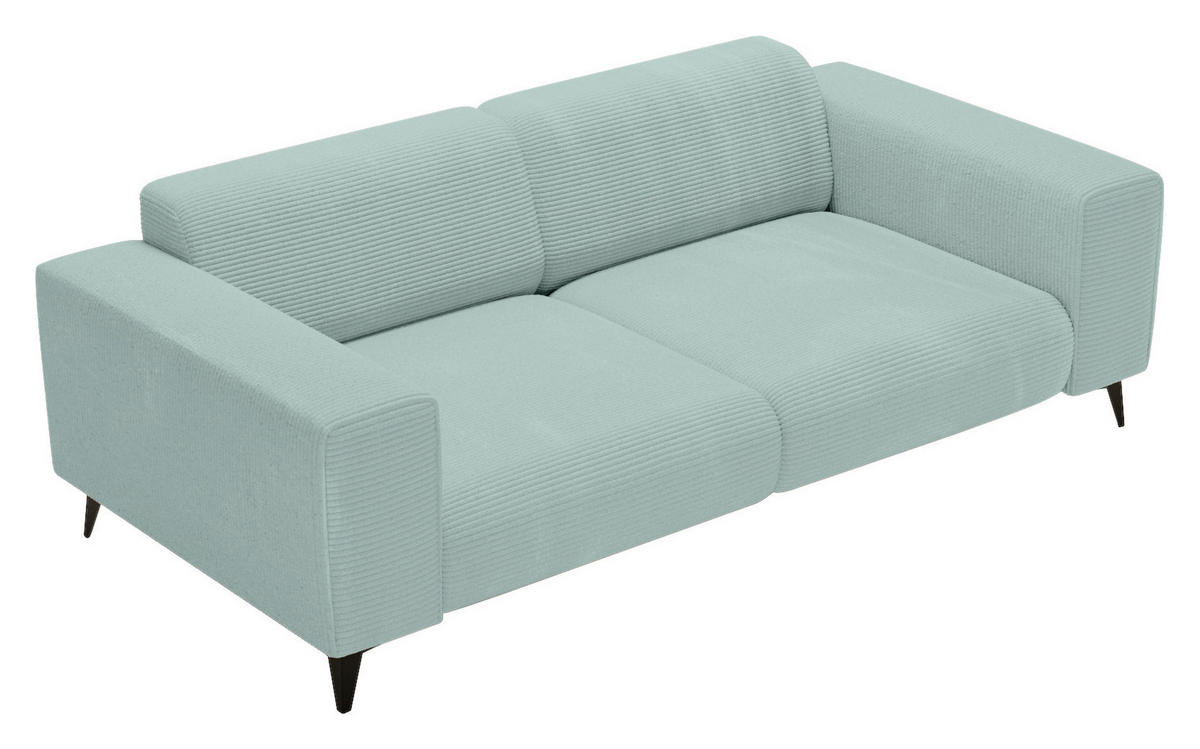 2-SITZER-SOFA Cord Salbeigrün  - Salbeigrün/Schwarz, KONVENTIONELL, Textil/Metall (207/75/104cm) - Carryhome