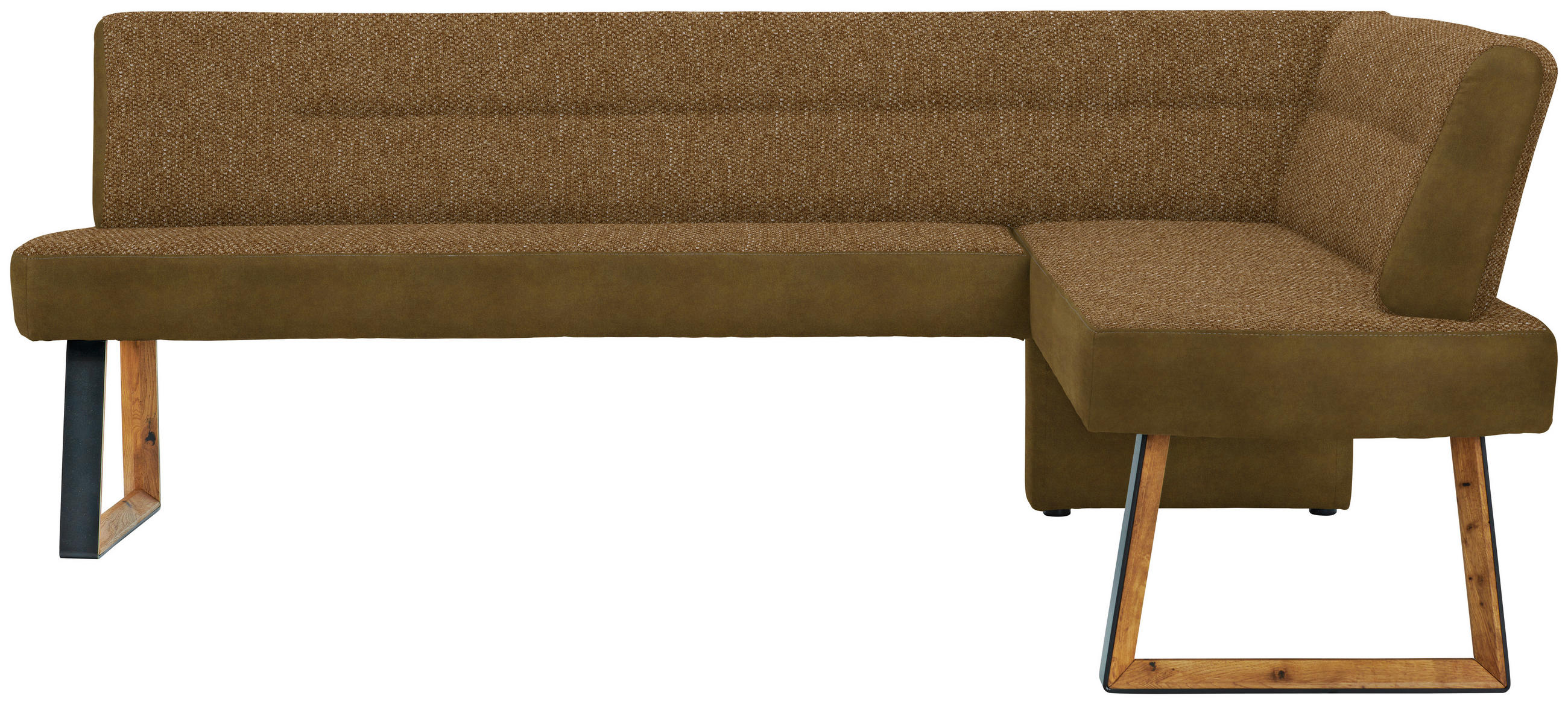 ECKBANK 215/173 cm  in Eichefarben, Olivgrün  - Eichefarben/Schwarz, KONVENTIONELL, Holz/Textil (215/173cm) - Voleo