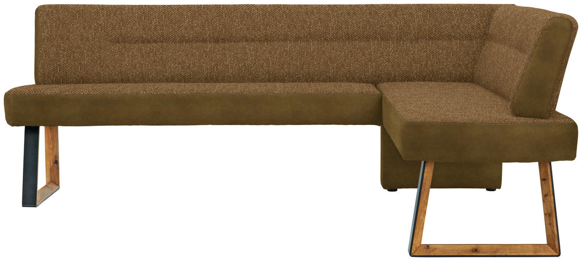 ECKBANK 215/173 cm  in Grün, Eichefarben, Khaki  - Khaki/Eichefarben, KONVENTIONELL, Holz/Textil (215/173cm) - Voleo