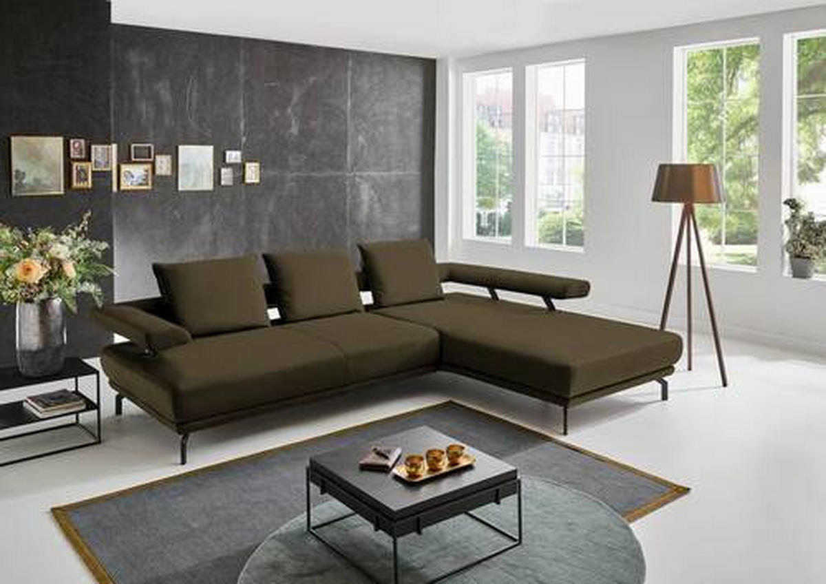 ECKSOFA in Echtleder Grün  305/224 cm  - Schwarz/Grün, Design, Leder/Metall (305/224cm) - Dieter Knoll