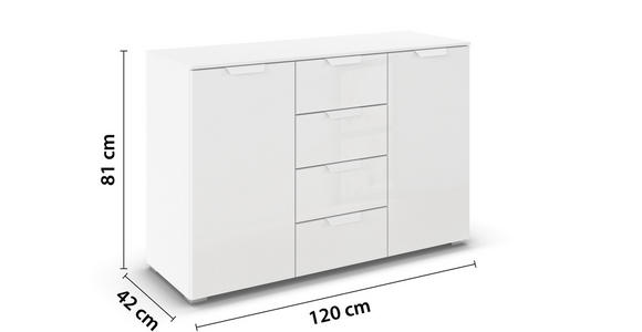 SIDEBOARD  in 120/81/42 cm  - Weiß, Design, Glas/Holzwerkstoff (120/81/42cm) - Xora