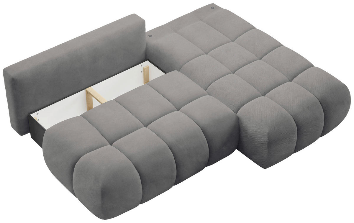 ECKSOFA TARANTO Dunkelgrau Webstoff  - Dunkelgrau/Schwarz, Design, Kunststoff/Textil (172/225cm) - Livetastic