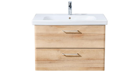 WASCHTISCHKOMBI 82 cm  - Chromfarben/Eichefarben, KONVENTIONELL, Keramik/Holzwerkstoff (82cm) - Xora