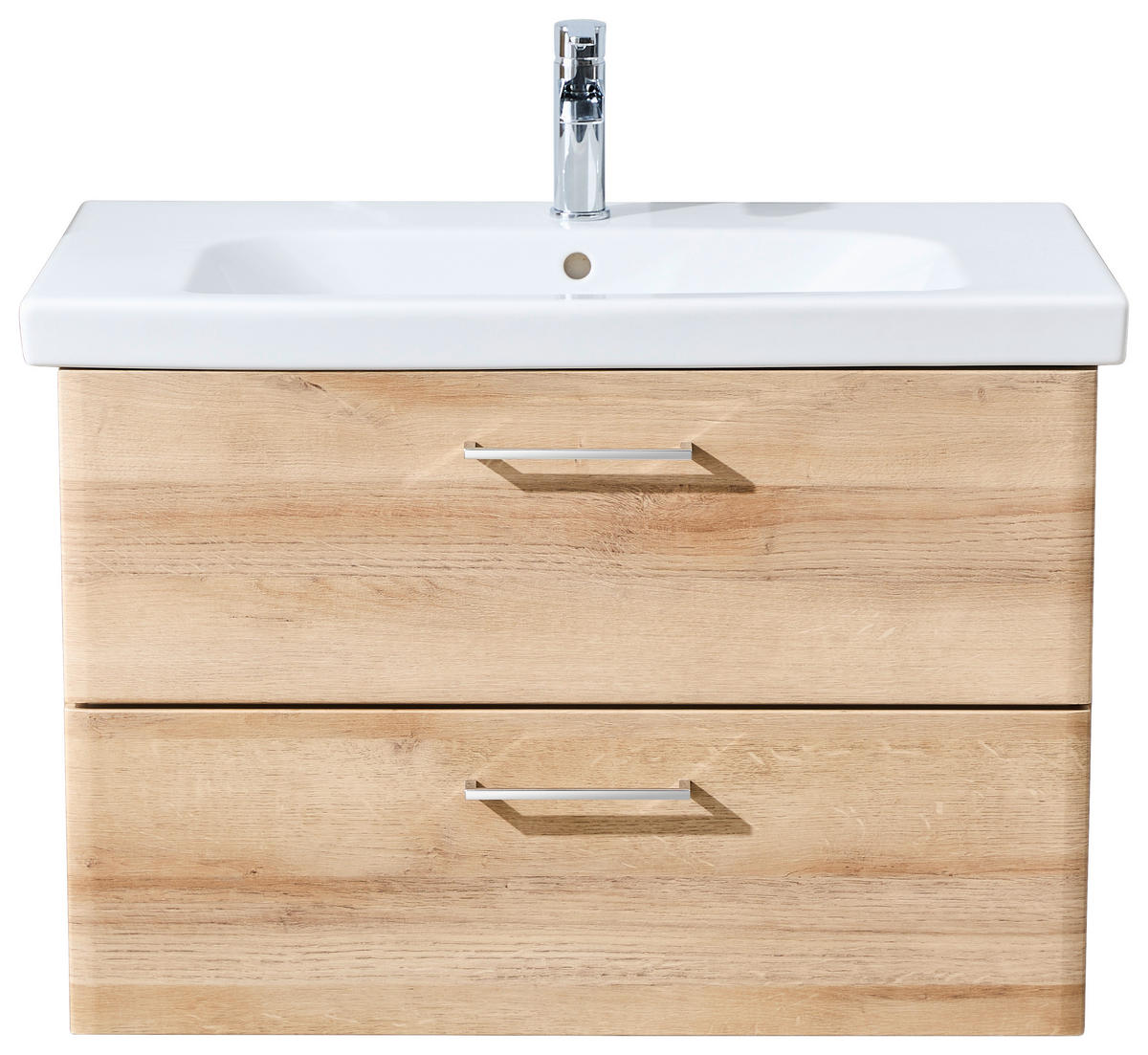 WASCHTISCHKOMBI 82 cm  - Chromfarben/Eichefarben, KONVENTIONELL, Keramik/Holzwerkstoff (82cm) - Xora