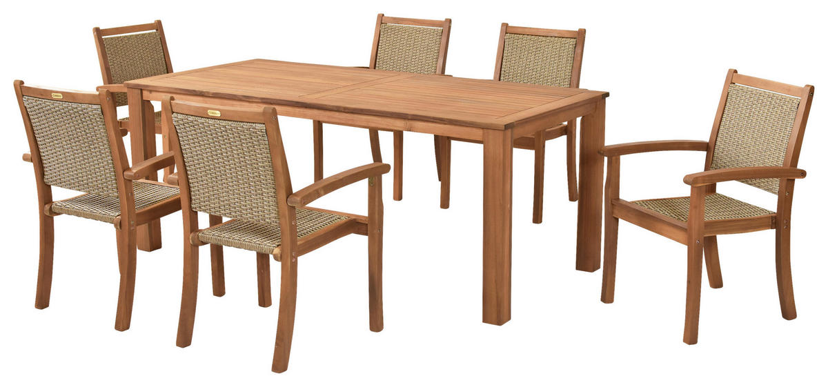 GARTENSET 5-teilig  - Naturfarben, MODERN, Holz/Kunststoff - Gardenson