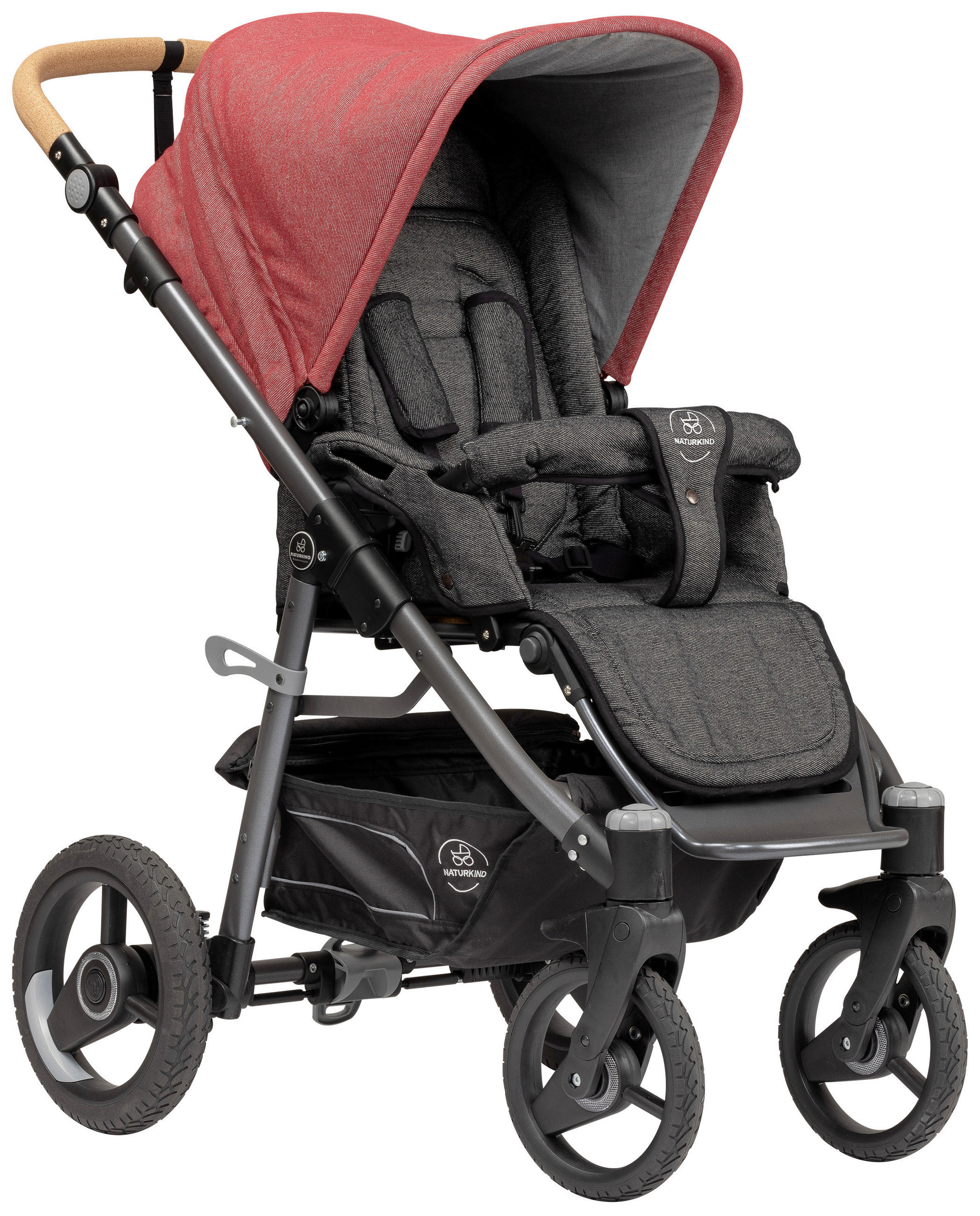 KINDERWAGEN LUX EVO  - Bordeaux/Anthrazit, Basics, Textil/Metall (64/110/100cm) - Naturkind