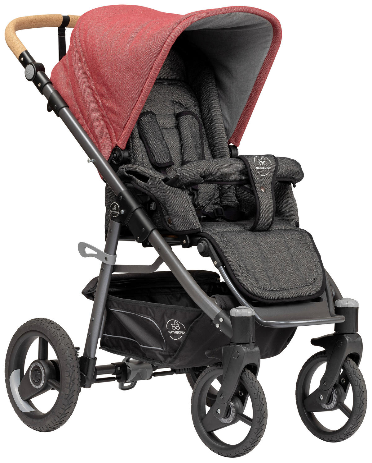 KINDERWAGEN LUX EVO  - Bordeaux/Anthrazit, Basics, Textil/Metall (64/110/100cm) - Naturkind