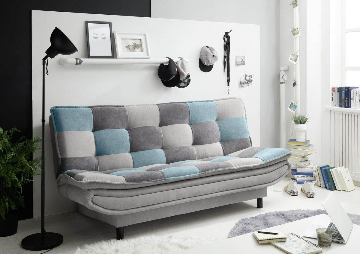 SCHLAFSOFA in Mikrovelours Türkis, Schlammfarben, Dunkelgrau  - Türkis/Schlammfarben, Basics, Kunststoff/Textil (188/90/89cm) - MID.YOU