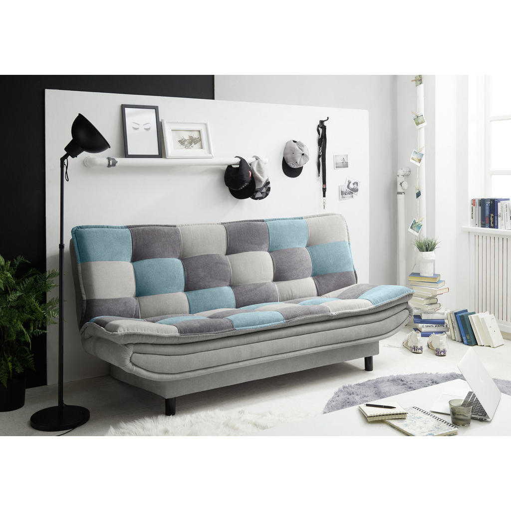 Thumbnail - Mid.you Schlafsofa, Türkis, Schlamm, Dunkelgrau, Textil, 2-Sitzer, 188x90x89 cm, Schlafen auf Sitzhöhe, Wohnzimmer, Sofa...