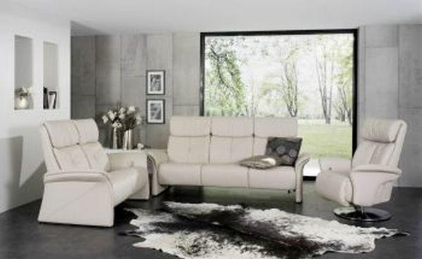 3-SITZER-SOFA Echtleder Creme  - Creme/Schwarz, KONVENTIONELL, Leder/Kunststoff (209/107/91cm) - Himolla Komfortklass