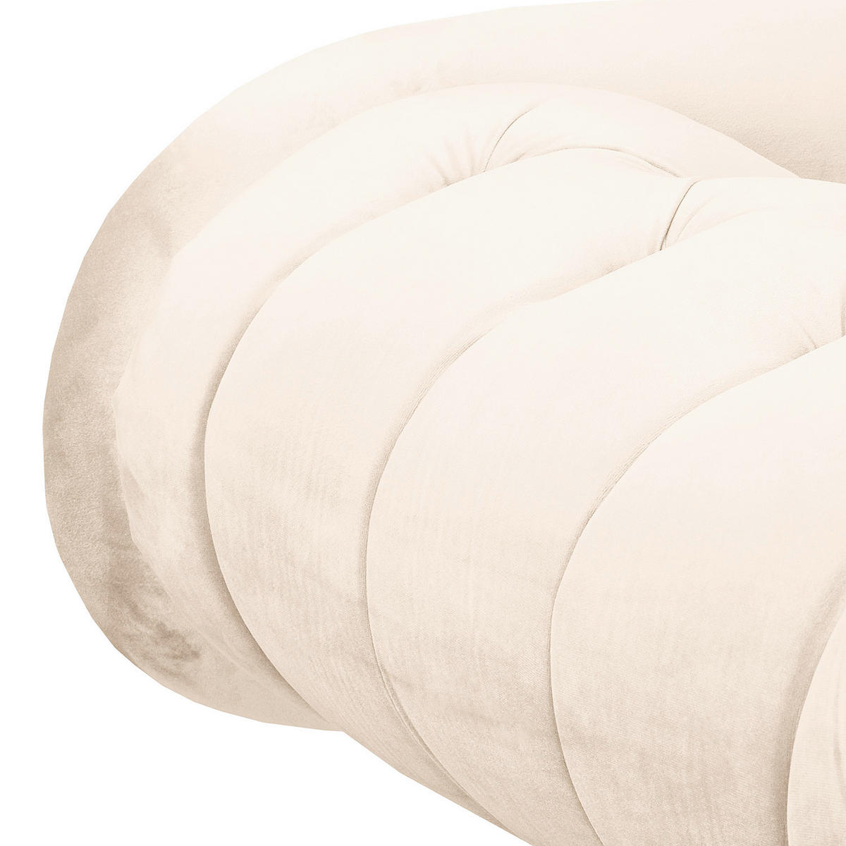 RÉCAMIERE Pako in Samt Creme  - Creme/Braun, Design, Holz/Textil (185/93/75cm) - Livetastic