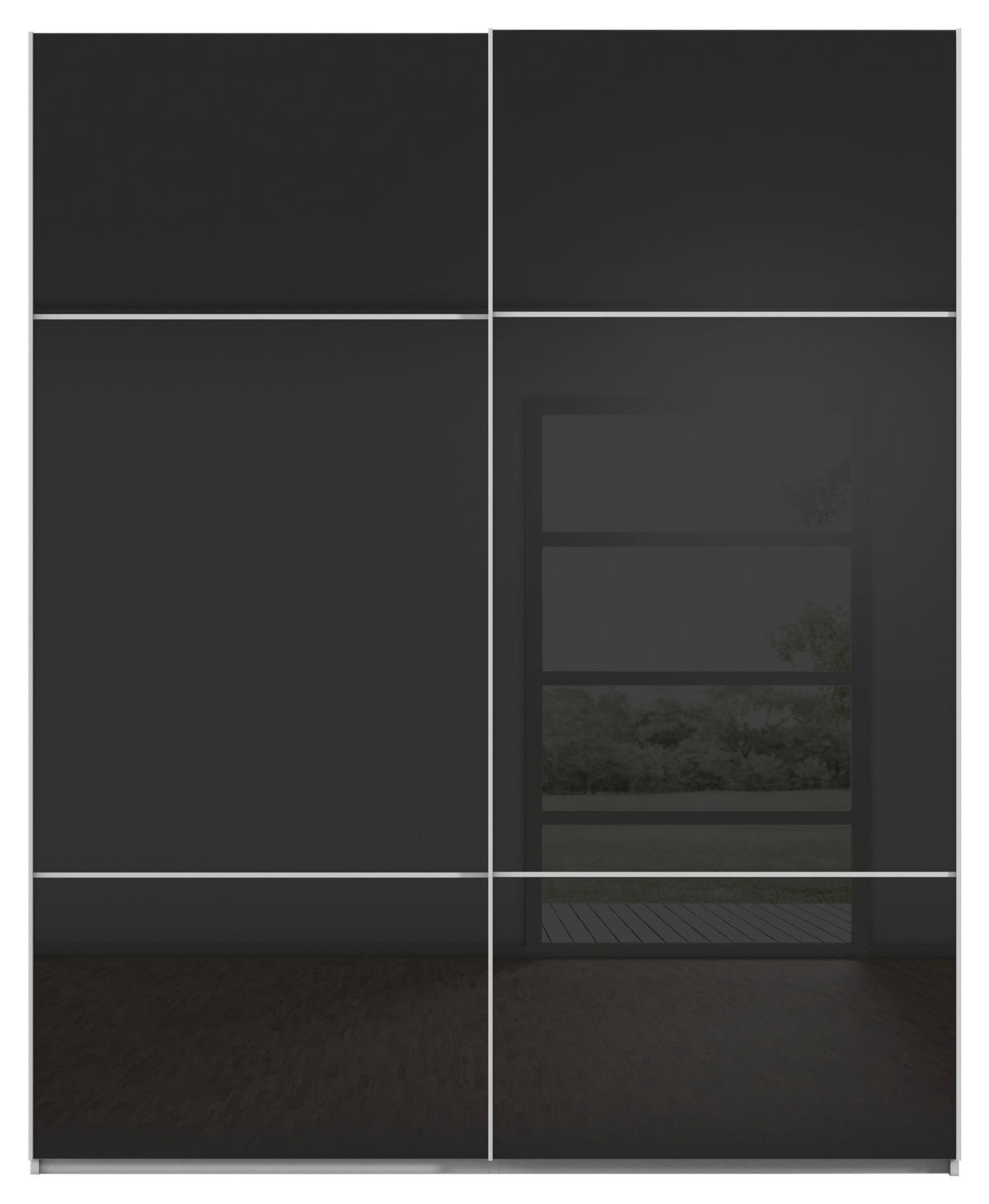 SCHWEBETÜRENSCHRANK  in Grau, Schwarz  - Schwarz/Grau, KONVENTIONELL, Glas/Holzwerkstoff (181/223/67cm) - Novel
