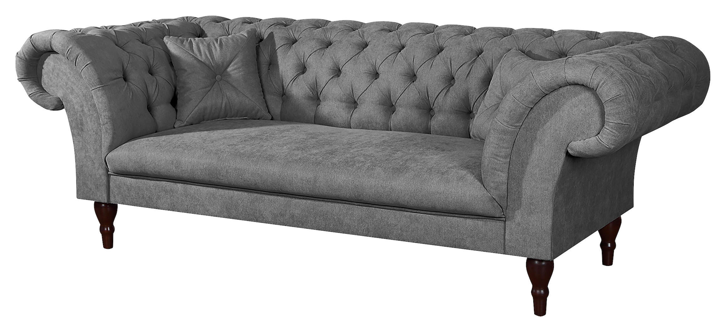 3-SITZER-SOFA Mikrofaser Grau  - Braun/Grau, Design, Holz/Textil (232/79/97cm) - Livetastic