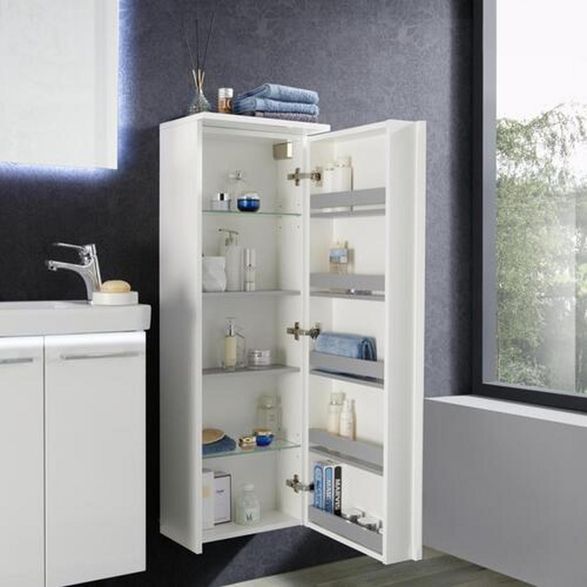BADEZIMMER  in 55,5 cm  - Weiß, MODERN, Glas/Keramik (55,5cm) - Voleo
