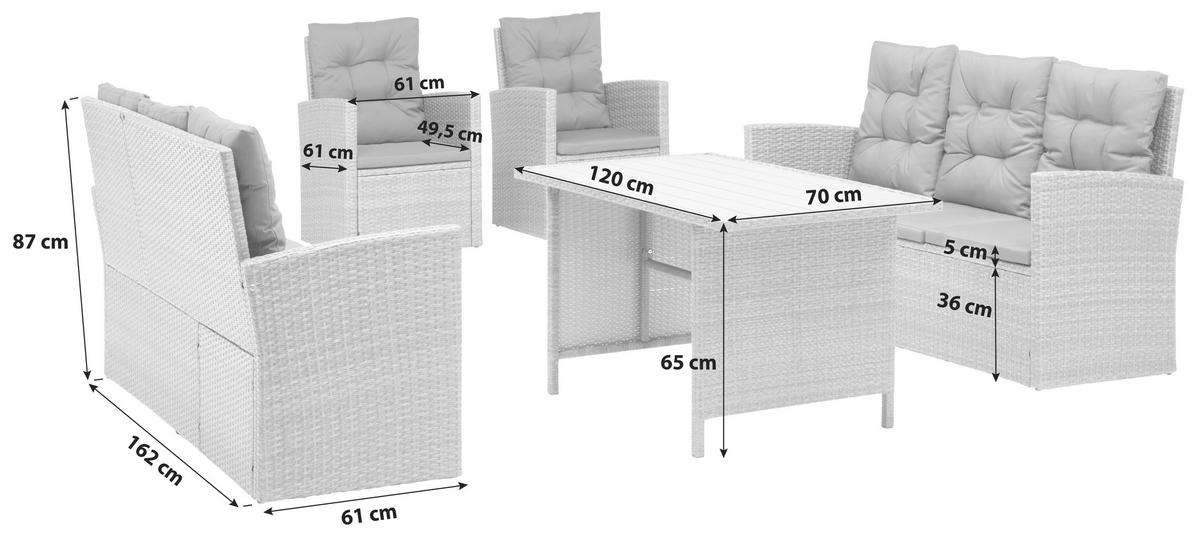 LOUNGEGARNITUR Stahl  - Dunkelgrau/Grau, MODERN, Kunststoff/Textil (120/70cm) - Ambia Garden