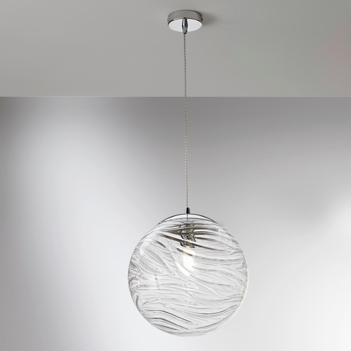 HÄNGELEUCHTE Luce Ambiente e Design 33,4/162,5 cm   - Chromfarben/Weiß, KONVENTIONELL, Glas/Metall (33,4/162,5cm)