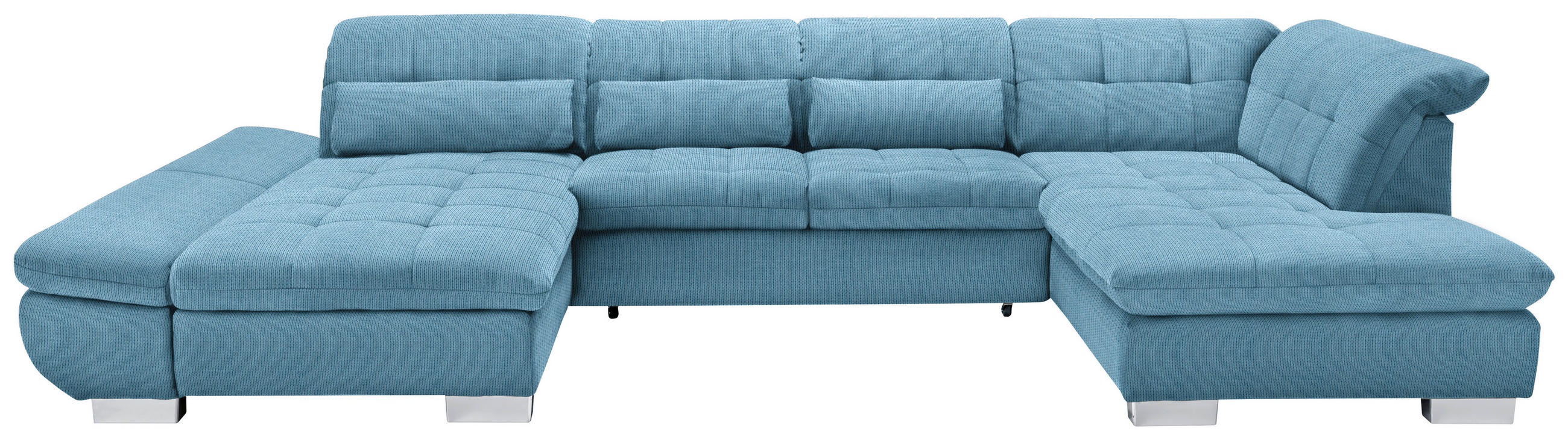WOHNLANDSCHAFT in Mikrofaser Pastellblau  - Chromfarben/Pastellblau, Design, Kunststoff/Textil (204/350/211cm) - Xora