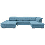 WOHNLANDSCHAFT in Mikrofaser Pastellblau  - Chromfarben/Pastellblau, Design, Kunststoff/Textil (204/350/211cm) - Xora