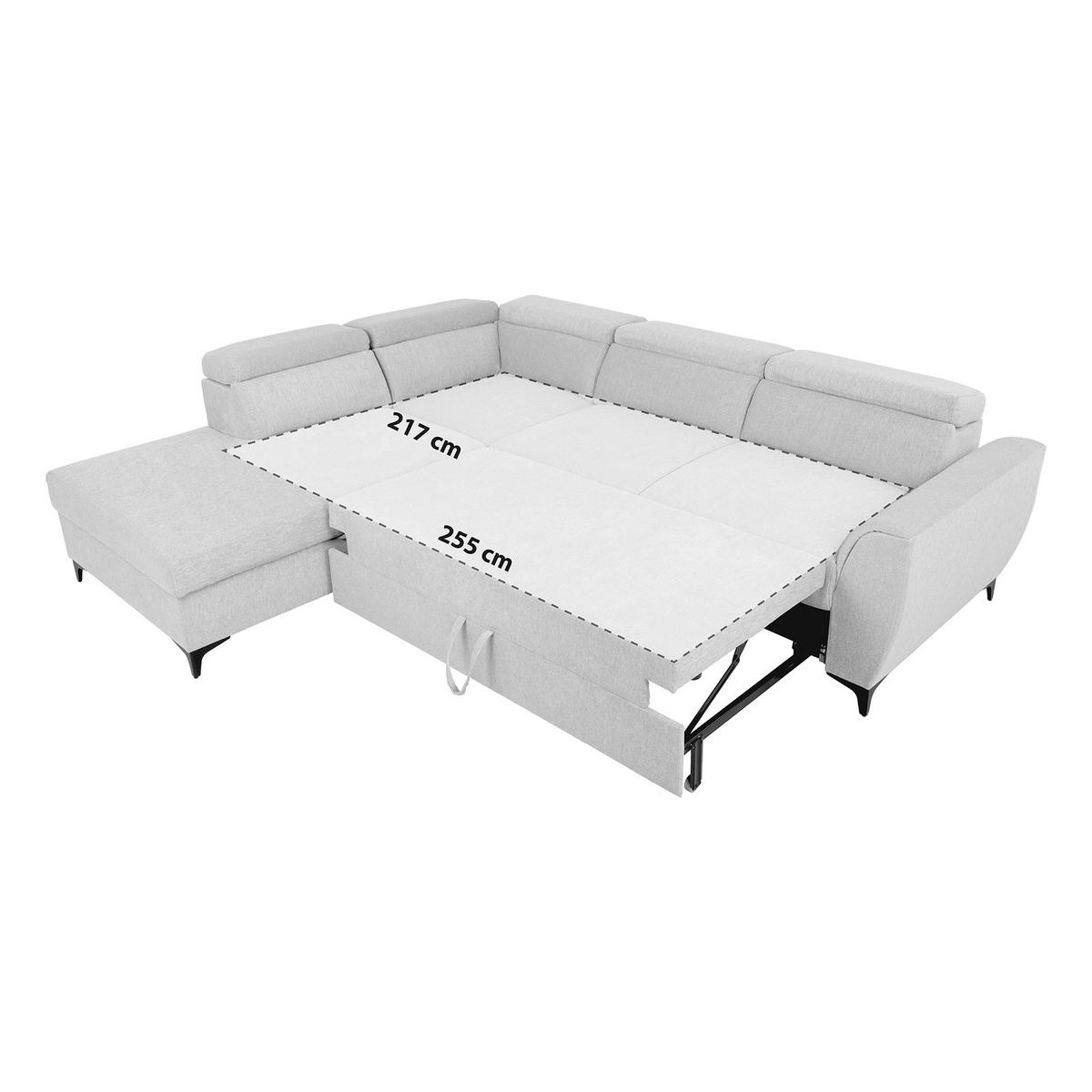 ECKSOFA in Velours Hellgrau  - Hellgrau/Schwarz, Konventionell, Textil/Metall (217/255cm) - MID.YOU
