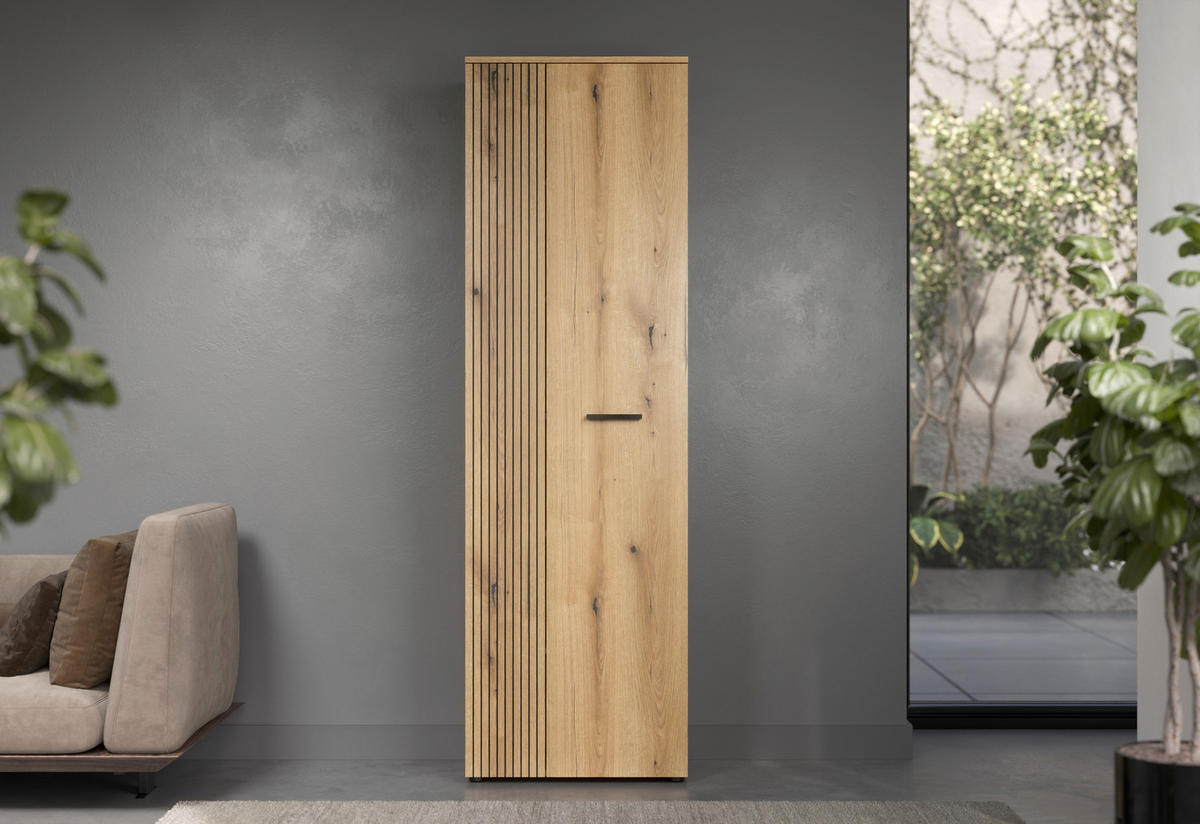 GARDEROBENSCHRANK PUREBLISS  in 60/196/36 cm  - Eichefarben/Schwarz, Basics, Holzwerkstoff/Kunststoff (60/196/36cm) - MID.YOU