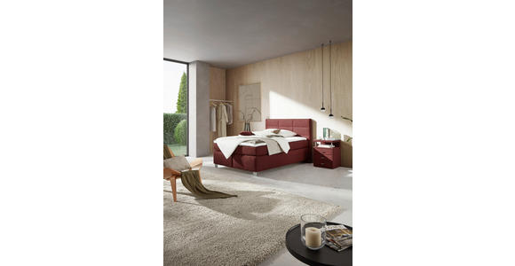 BOXSPRINGBETT 140/200 cm  in Rotbraun  - Rotbraun/Alufarben, KONVENTIONELL, Textil/Metall (140/200cm) - Dieter Knoll