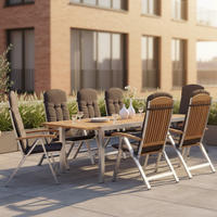 VRTNA GARNITURA Keros  nerjaveče jeklo  srebrne barve, barve akacije  naravne barve, srebrne barve    - srebrne barve/naravne barve, Romantika, kovina/tekstil (180-240/74/100cm) - Gardenson