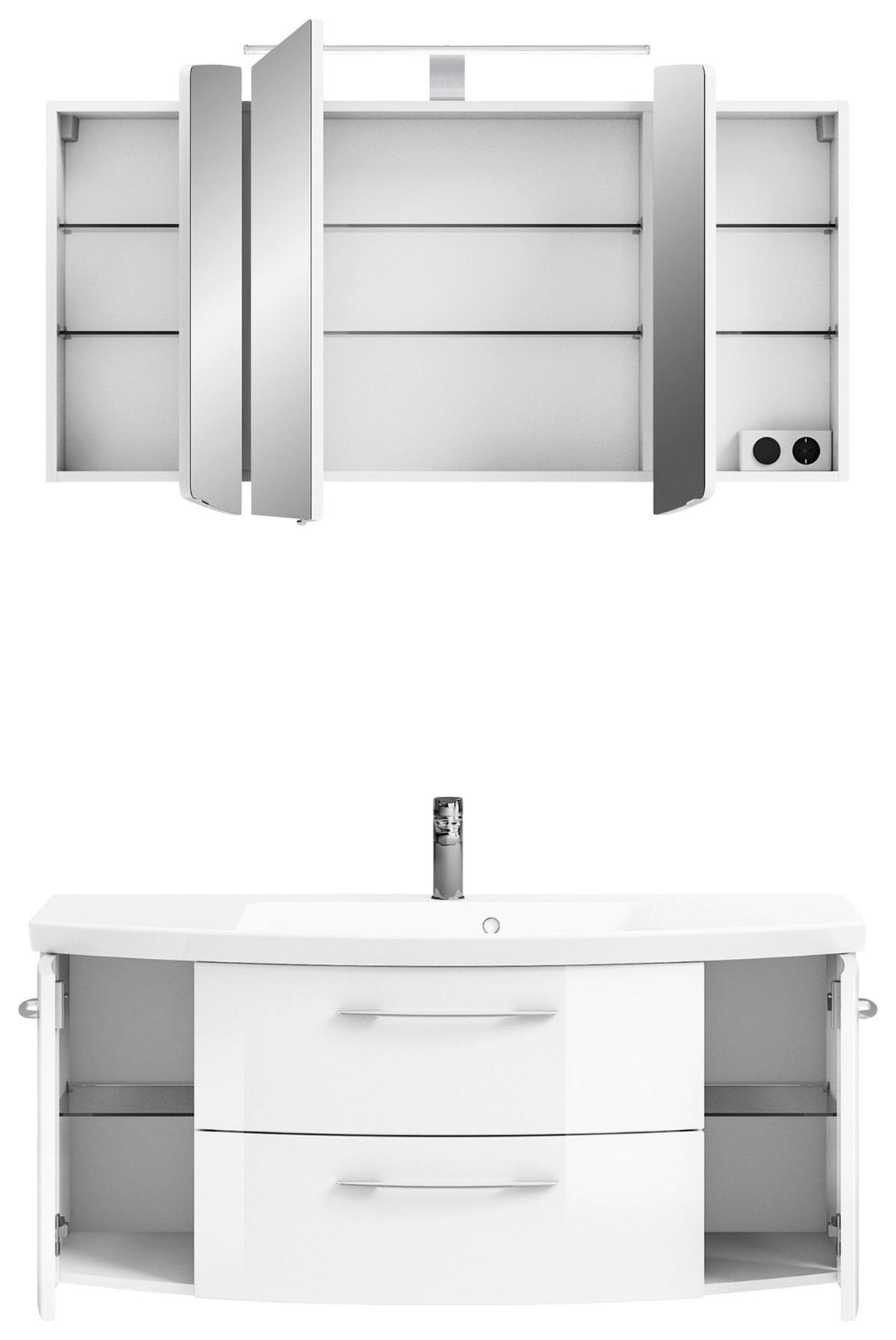 BADEZIMMER 3-teilig  in 121 cm  - Chromfarben/Weiß Hochglanz, KONVENTIONELL, Glas/Holzwerkstoff (121cm) - Pelipal