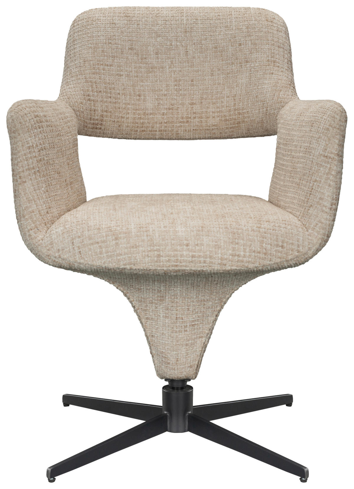 ARMLEHNSTUHL  Stoffauswahl, Sitzfläche 360° drehbar, automatische Rückholfunktion Mikrofaser  - Beige/Schwarz, Design, Textil/Metall (61/84/63cm) - Novel