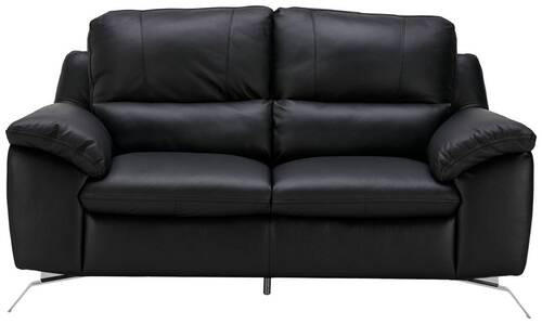 2-SITZER-SOFA in Kombination Echtleder/Lederlook Schwarz  - Silberfarben/Schwarz, Design, Leder/Metall (174/97/95cm) - Livetastic