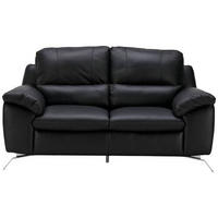 2-SITZER-SOFA Kombination Echtleder/Lederlook Schwarz  - Silberfarben/Schwarz, Design, Leder/Metall (174/97/95cm) - Livetastic
