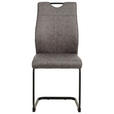 STUHL-SET 4 Stück  in Mikrofaser  - Schwarz/Grau, Design, Textil/Metall (43/97/57cm) - Xora