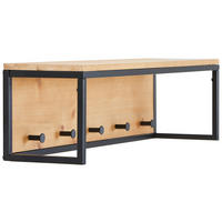 WANDGARDEROBE  in Tanne vollmassiv Naturfarben, Schwarz  - Schwarz/Naturfarben, Design, Holz/Metall (79/22/20cm) - MID.YOU