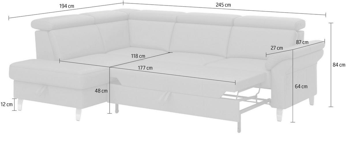 ECKSOFA ARNGAST E Currygelb Kombination Echtleder/Stoff Mikrofaser Bettkasten, Kopfteilverstellung  - Chromfarben/Currygelb, Basics, Leder/Textil (194/245cm) - Sit & More