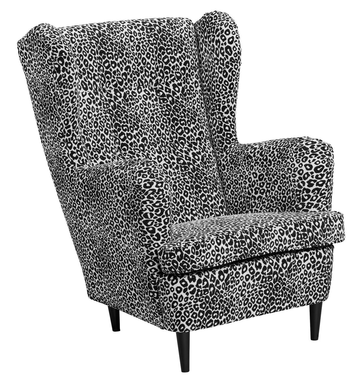 SESSEL in Jacquard, Webstoff Schwarz, Weiß  - Schwarz/Weiß, MODERN, Holz/Textil (78/102/98cm) - MID.YOU
